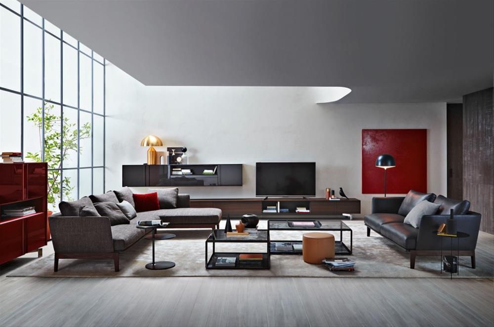 Pass-word Molteni wooden living room grey sofa
